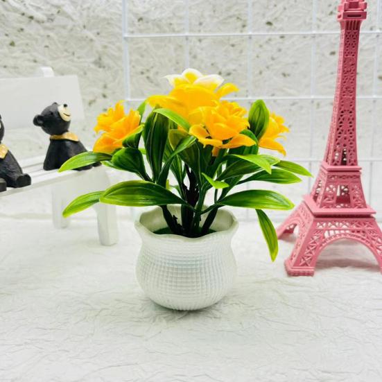 Artificial Potted Plants 5 Rose Flower Head Home Office Table Centerpiece Wedding