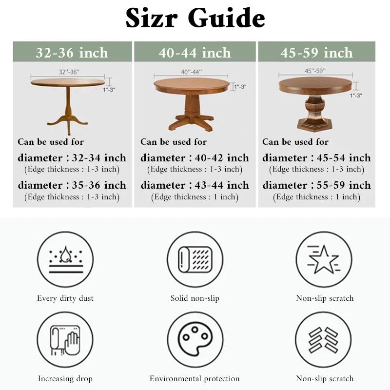 Elastic Round Fitted Tablecloth Waterproof Oil-Proof Wedding Party Table Cover Dust-Proof Oil-Proof and Skid-Proof Nordic Style
