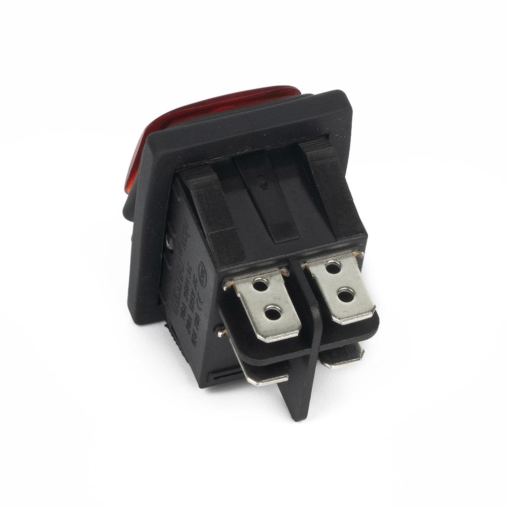 Rectangle Rocker Switch Red Waterproof 20A DPST IP67 Illuminated