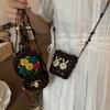All-match Cloth Ethnic Style Crossbody Bag Coconut Shell Retro Handmade Weave Bag Geometric Handbag Bohemian Shoulder Bag Women