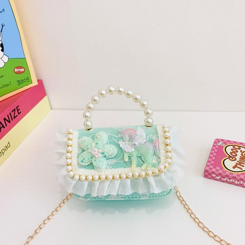 Lace Cute Stylish Childrens Bag Beautiful Butterfly Pearl Handbag For Toddler Girls