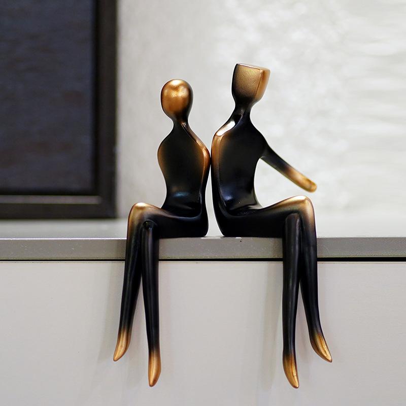 Moderne minimalistische abstrakte Figuren Paar Skulptur Tischseiten-Ornament Verkaufsarbeit Wohnzimmer Haus TV-Schrank Feine Eingang Dekoration