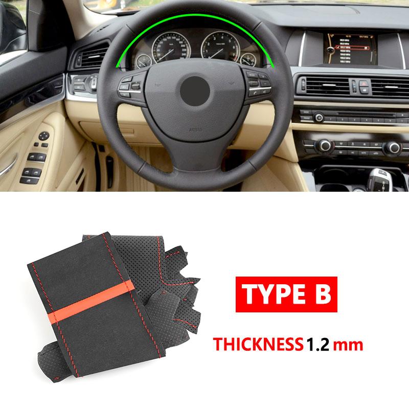 For BMW 5 6 7 Series F10 F07 F11 2009-2017 F12 F13 2011-2017 F01 F02 2008-2015 Car Inner Steering Wheel Cover Suede Leather Trim