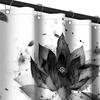 Black And White Lotus Shower Curtain Japanese Anime Floral Shower Curtains For Mens Bath Curtain Set, Waterproof Cloth Fabric