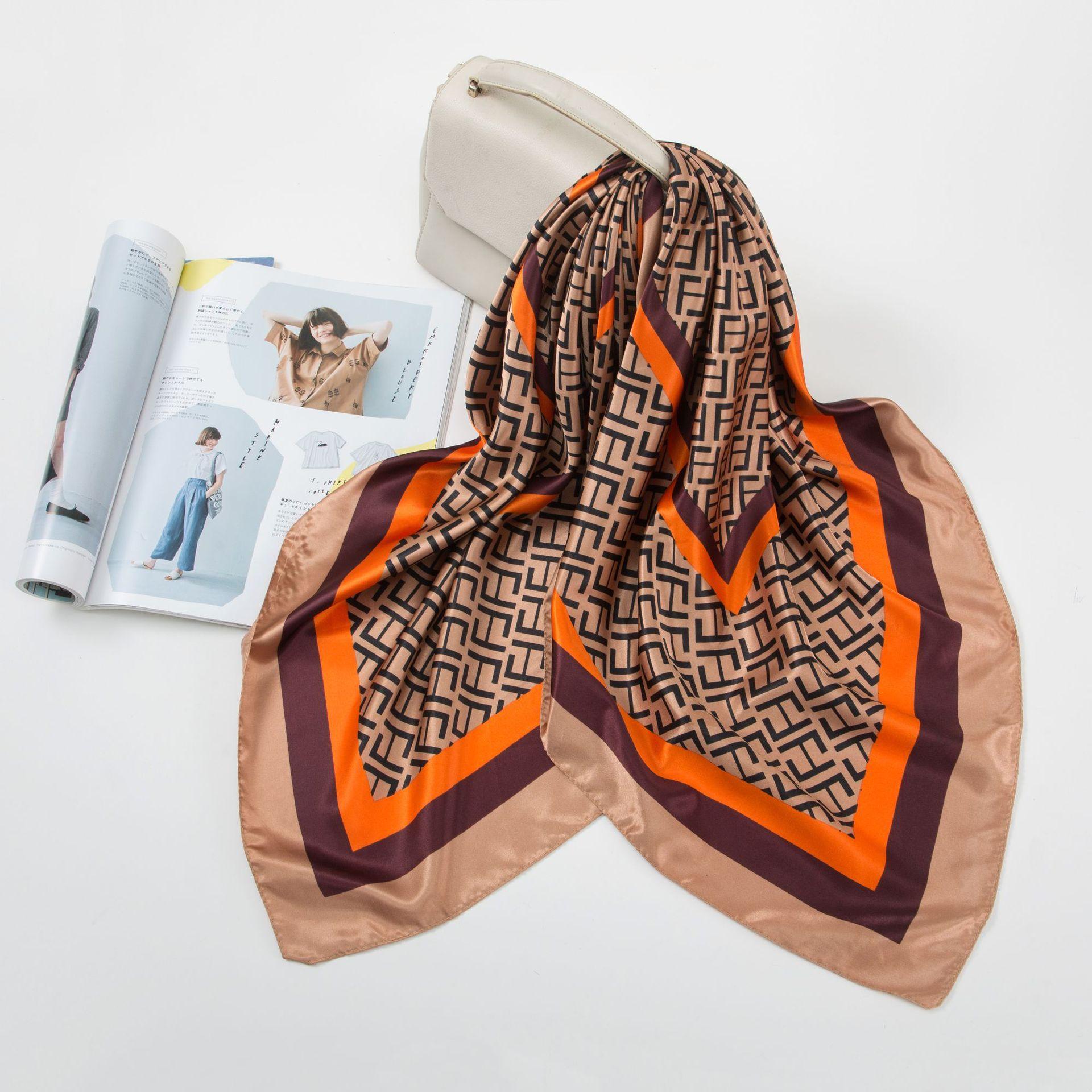 

Большой квадратный шарф из искусственного шелка 90 см. Шелковый шарф женский. Новинка 2024 года. Весенние и осенние модели зарубежной модной рубашки. Большой квадратный шарф. Материнский шарф. 90x90cm