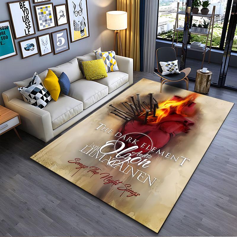 Burning Heart with Nails Design suitable as a non-slip mat for the living room or bedroom sofa
