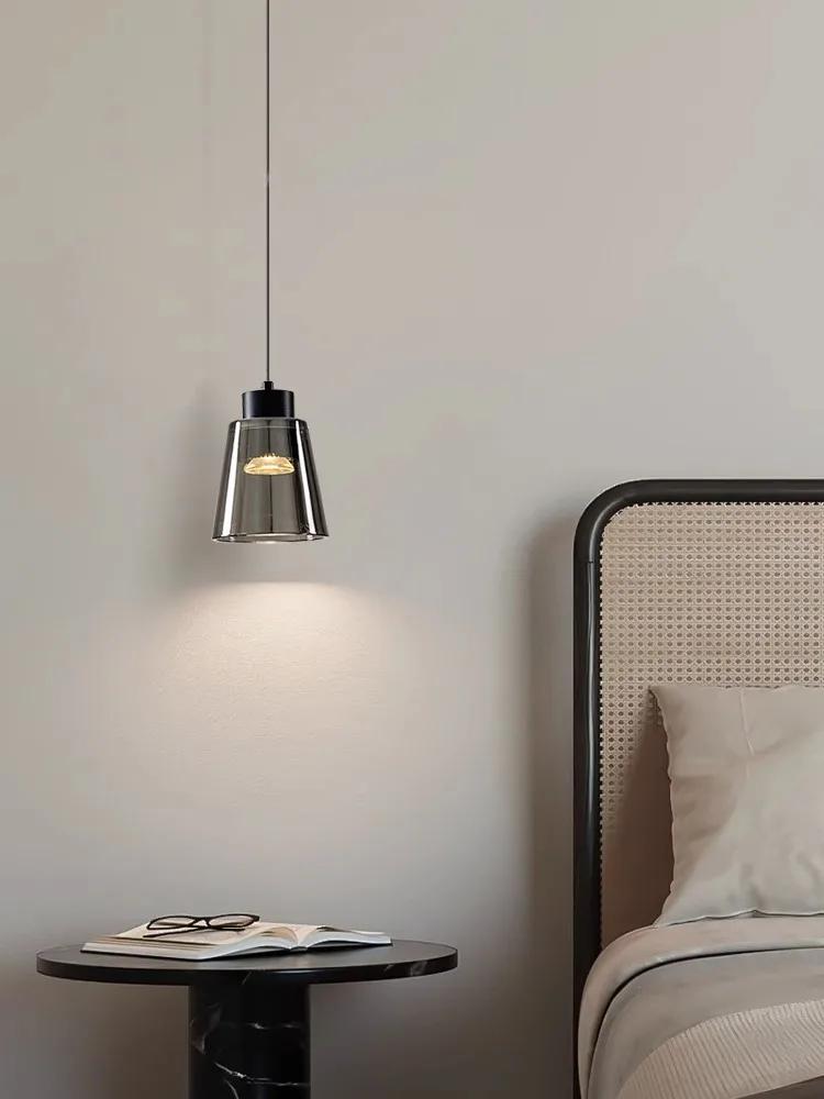 Minimalist Nordic LED Copper Pendant Light Bedroom Bedside Hanging Light Dining Room Resturant Glass Decor Pendant Lamp Lustre