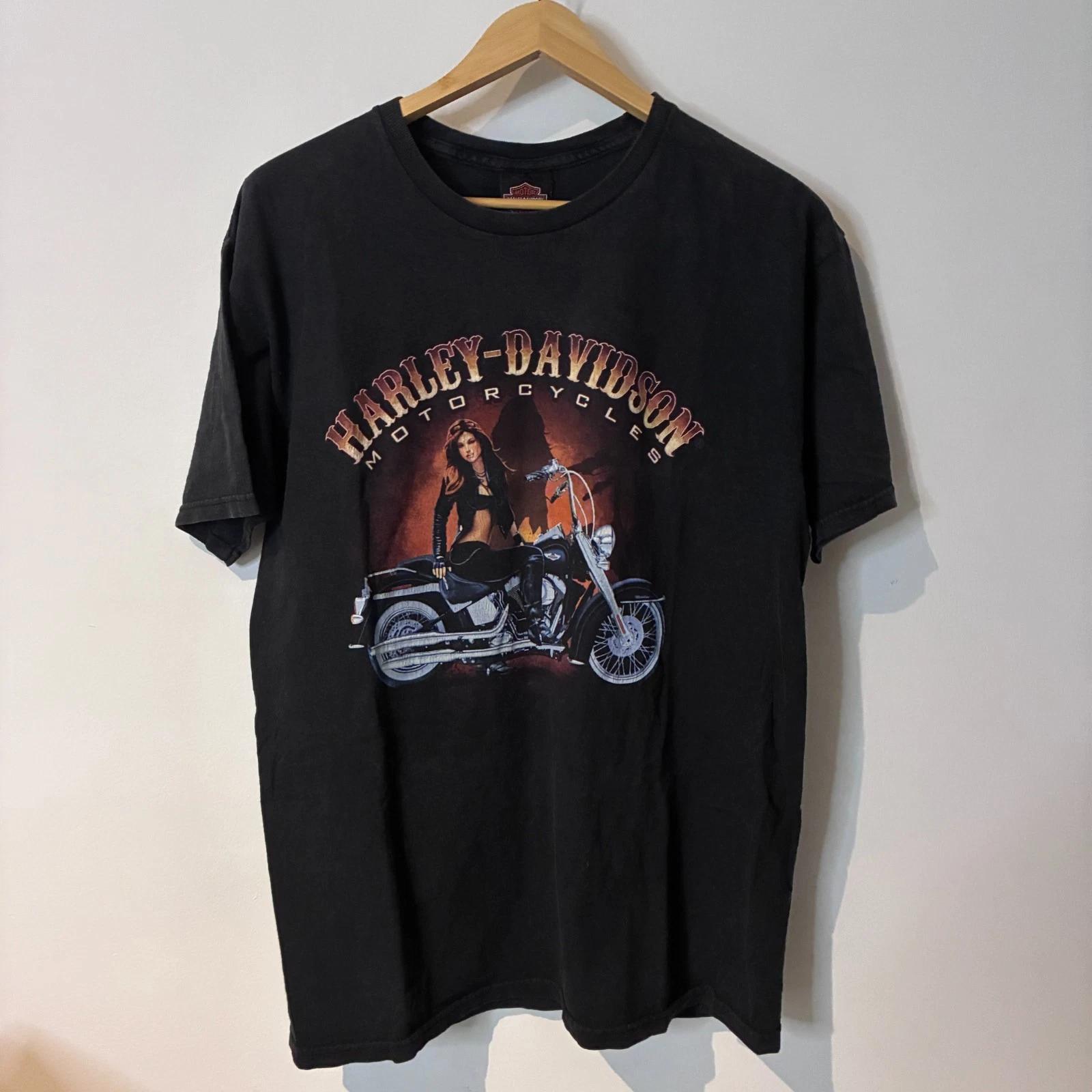 Vintage Harley Davidson Shirt Mens Large Black Waco Texas Pin-up Double-Sided 3XL