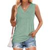 Women's V Neck Sleeveless Loose Fit Casual Solid Color Tank Top For Summer Daily Wear