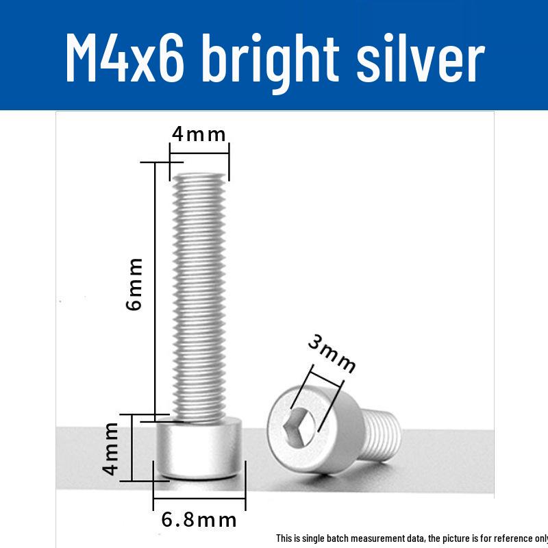 Šroub s vnitřním šestihranem M4 z eloxované hliníkové slitiny s válcovou zápustnou hlavou, antikorozní, barevná povrchová úprava.