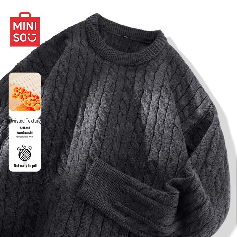 MINISO Men's Winter Cable Knit Sweater