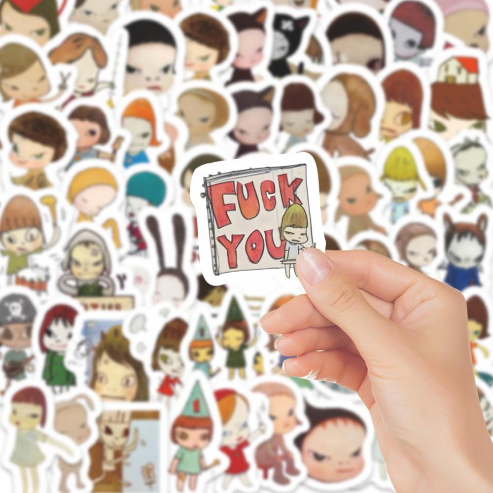 Yoshitomo Nara Cartoon Stickers: 73 Cute, Creative Designs for Notebooks, Planners, Suitcases, and Stationery.