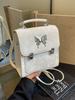 Schoolbag French Backpack Women's Backpack 1011 New Fashion Solid Color Textured School Bag Student Handbag Travel Commuter