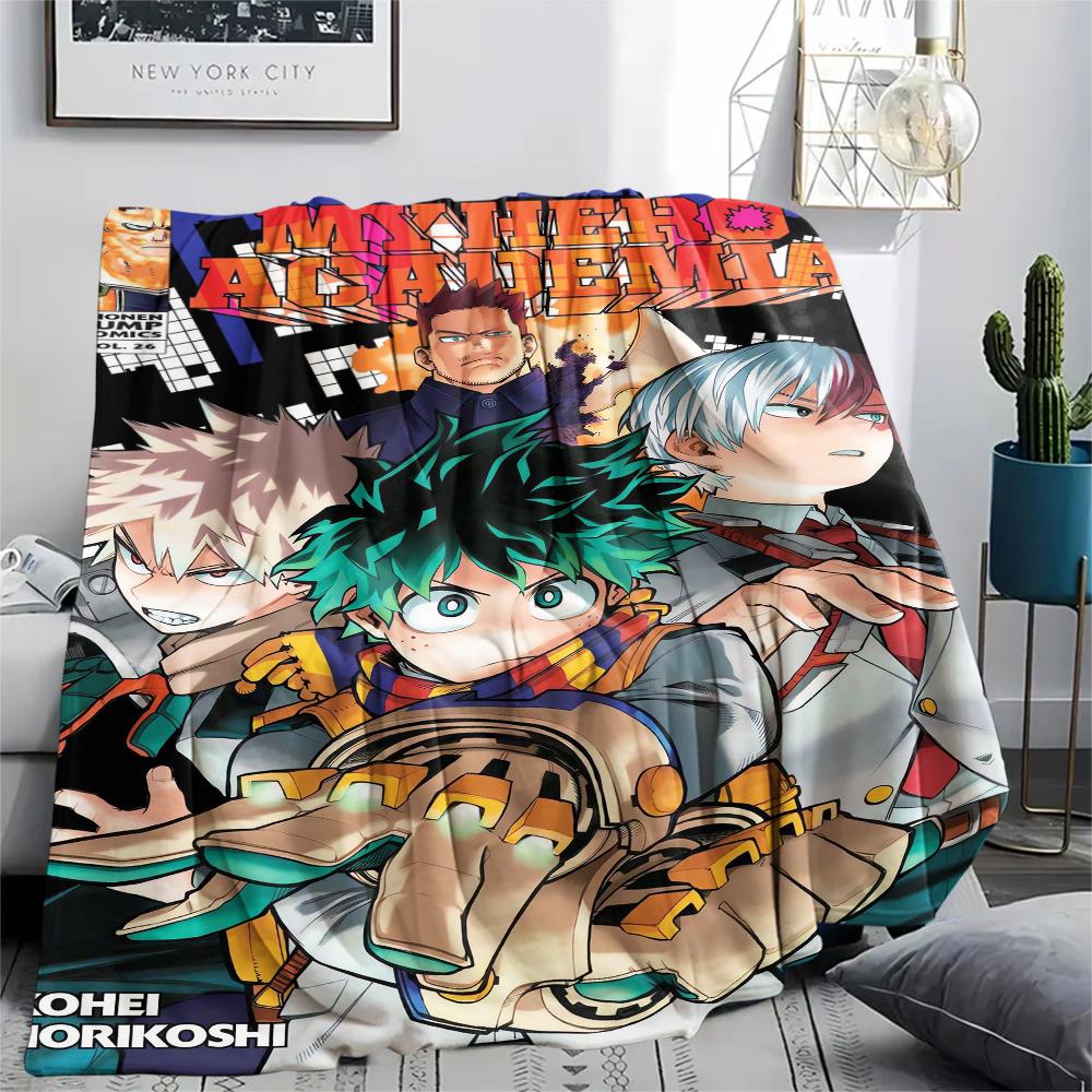 1Pc My Hero Academia Print Flannel Blanket, High Quality Comfortable for All Seasons, Home Decor, Warmth and Comfort, Perfect for Christmas Gifts