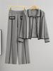 European-American High-End Fashion Knitted Sweater Cardigan & Wide-Leg Pants Set for Women - Fall/Winter Collection