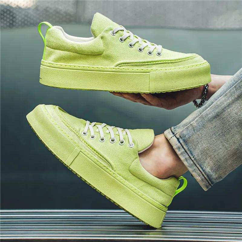 2024 New Breathable Canvas Shoes, Breathable and Versatile Green Casual Board Shoes, Men's Fashionable Sports Shoes Size 39-44
