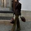 Women's Stand Collar Waist Belted Solid Color Loose Short Wool Blend Coat Jacket
