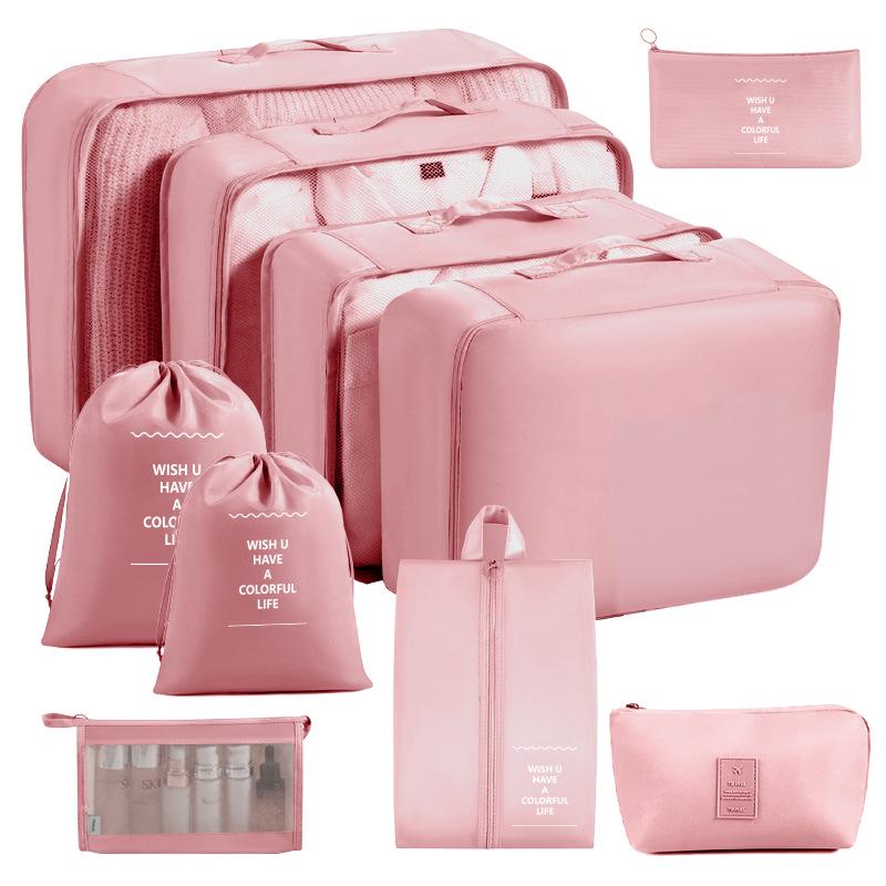 Eight-Piece Waterproof Travel Storage Bag Set for Business Trips - Large Capacity