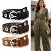 Fashion Pin Buckle Suede Leather Belt Big Buttonhole Luxury Design Women Waist Belt Versatile Retro Waistband Jeans Decoration