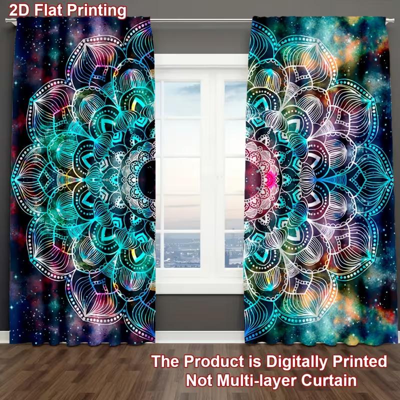Mandala Print Curtains Suitable Bedroom Living Room Kitchen Decoration Home Window Set Of 2 Made Polyester Sitting Decor