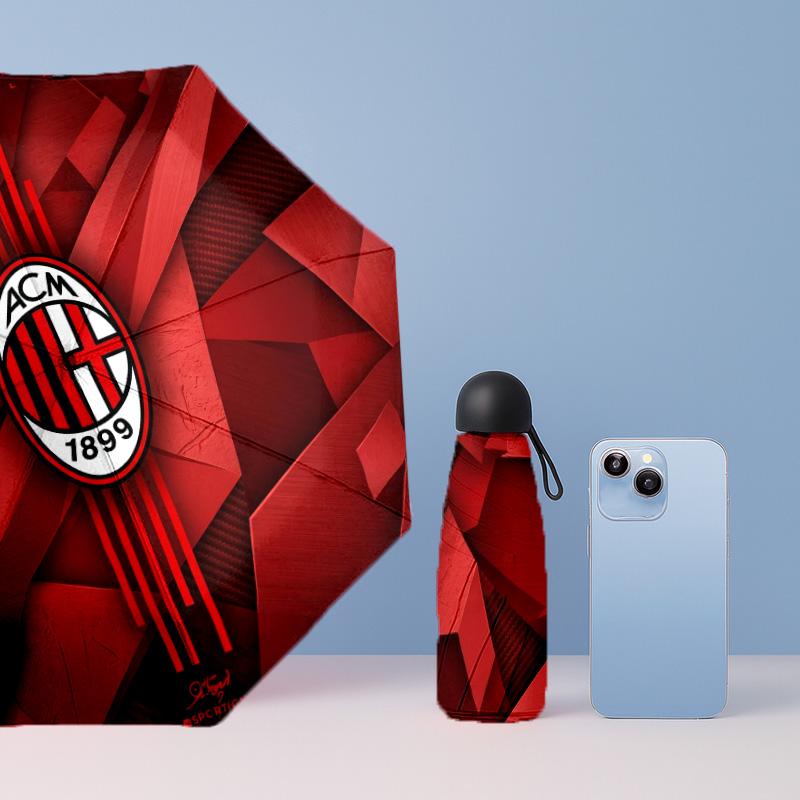 AC Milan Pattern Printed Mini 5 Folds 8 Ribs Compact Umbrella Windproof Waterproof Lightweight Portable Folding