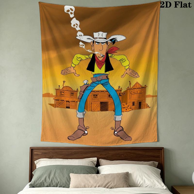 Lucky Luke Wall Tapestry Aesthetic Wall Hanging Printed Fabric Blanket Decorative Tapestries for Bedroom Living Room Home Decor