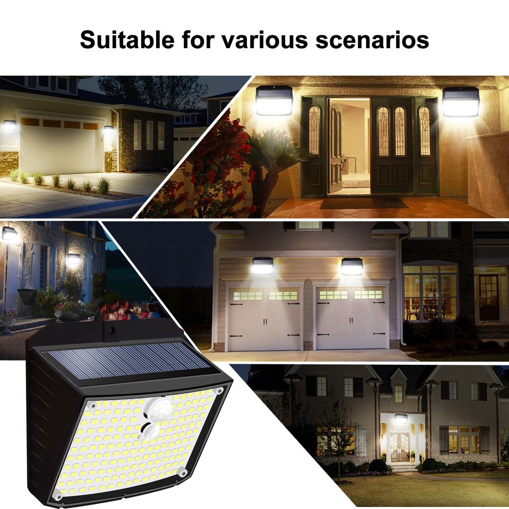 Solar Outdoor Light 158LED Motion Sensor Security Lights with 3 Modes IP65 Waterproof Solar Powered Wall Lights Outside for Yard