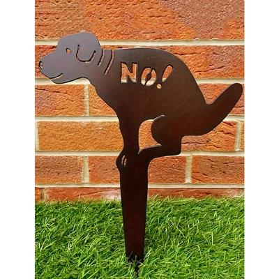 Puppy Iron Art Garden Stake, Outdoor Solid Color Lawn Ornament, Easy Install