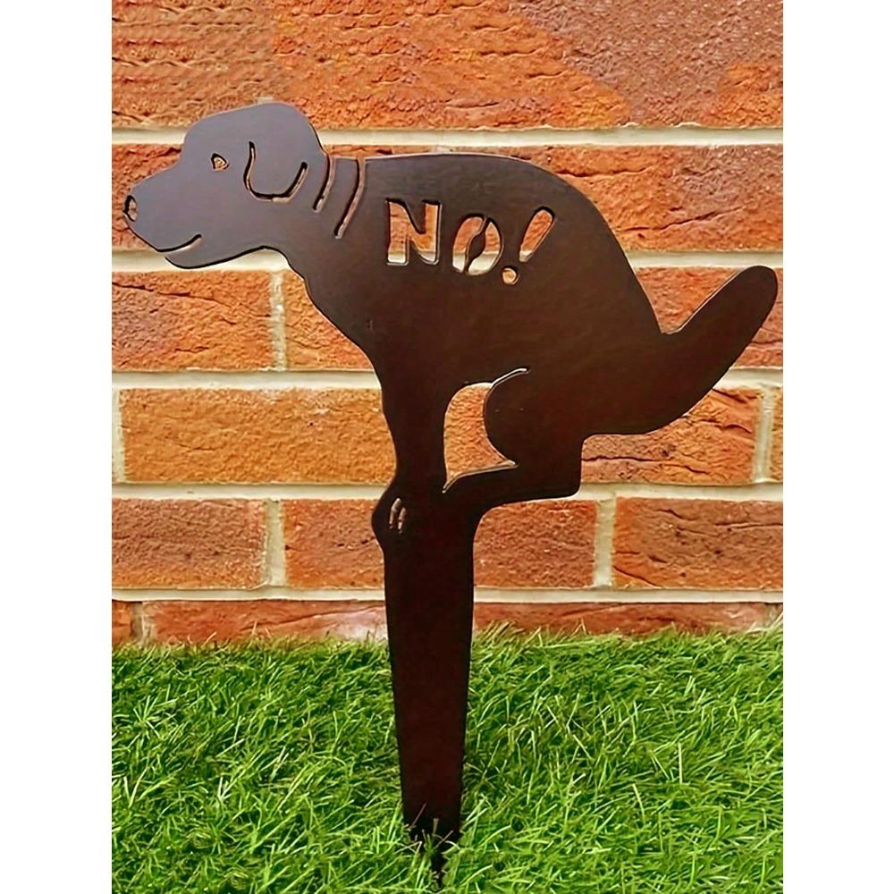 Puppy Iron Art Garden Stake, Outdoor Solid Color Lawn Ornament, Easy Install