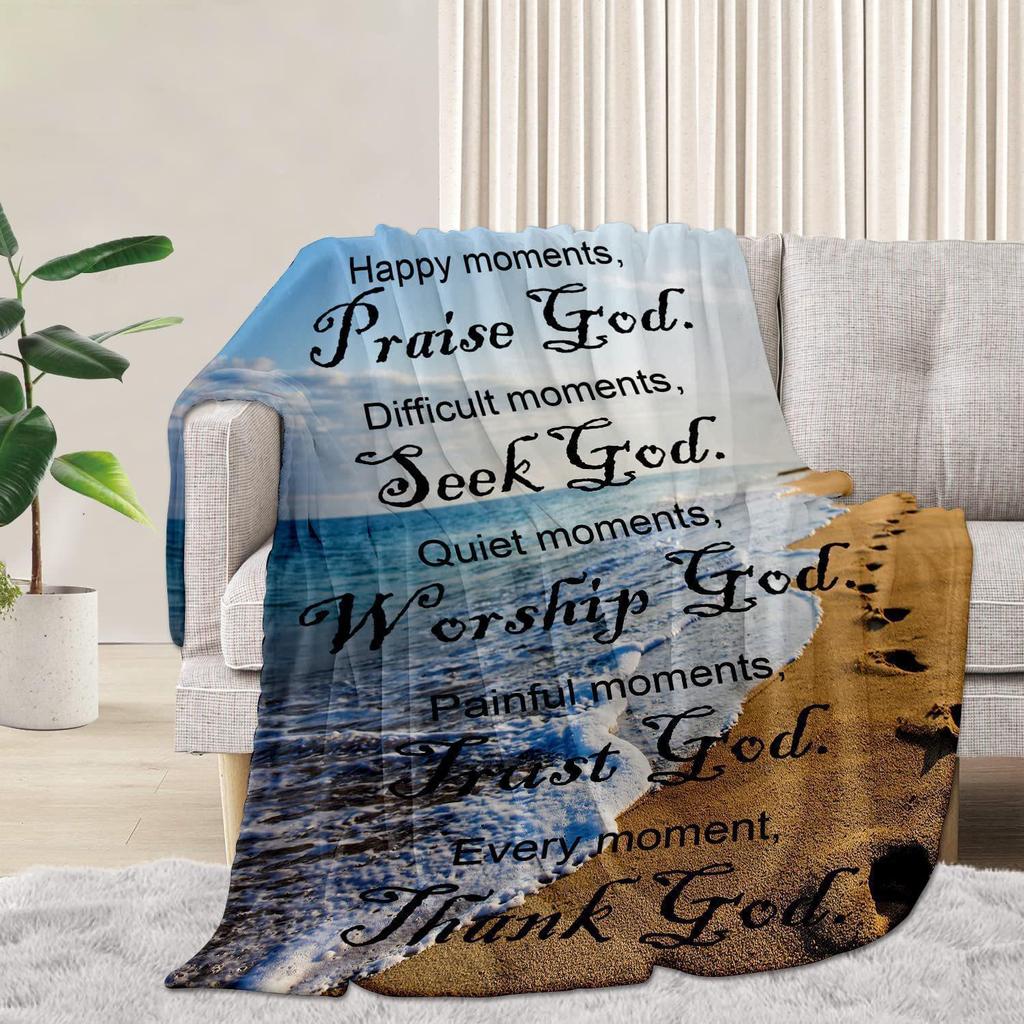 Religious Prayer Digital-printed Polyester Bedroom Velvet Flannel Soft Sofa Cover Blanket Fleece Soft Sofa Cover Blankets
