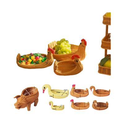 Meerdere Stijlen Imitatie Rotan Fruitschaal Multifunctionele Brood Display Opslag Rotan Geweven Theeschaal Retro Geweven Dierlijk Stijl