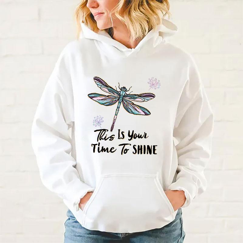 y2k hoodies Women/Mens Hoodies Dragonfly This Is You Time To Shine Print Hoodies Sweatshirt Winter Casual Streetwear Clothes