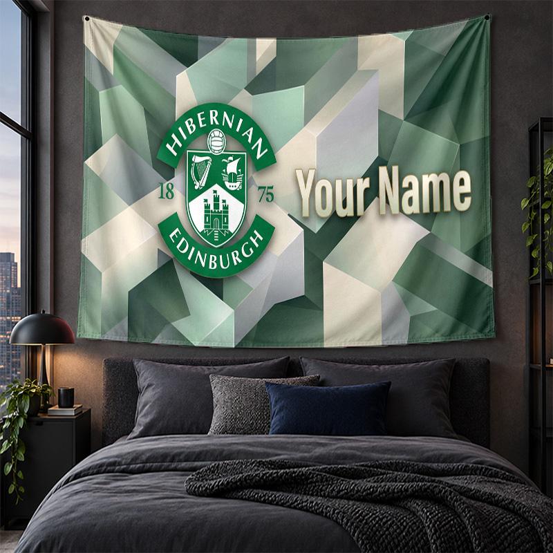 Kişiselleştirilmiş Duvar Halısı Hibernian FC Desenli Sanat Arka Plan Kumaşı