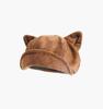Autumn/Winter Japanese Cute Bear Ears Suede Octagonal Painter Hat - Women's Simple, Versatile & Face-Flattering Design