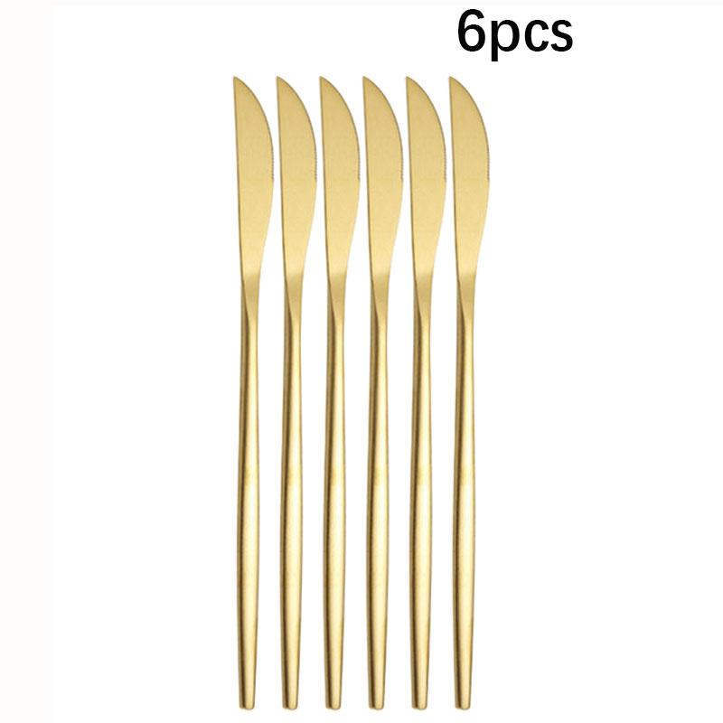 6pcs/30pcs Golden Stainless Steel Portuguese Cutlery Knife Fork Spoon Tea Spoon Chopsticks Upscale Cutlery Set