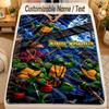 Flannel BlanketTeenage Mutant Ninja Turtles Custom Name Text Personalized Soft Warm Throw Blanket Home Decor Gift