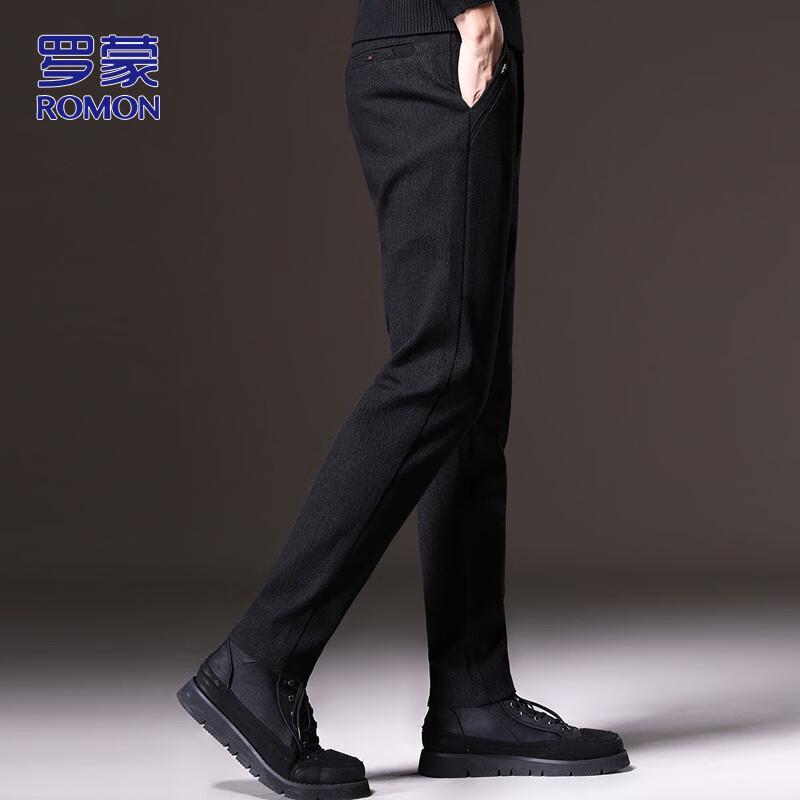 ROMON Men's Loose Straight Fit Casual Business Pants