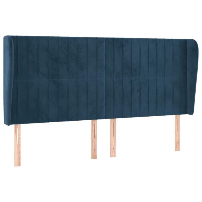 VidaXL Tête de lit avec oreilles Bleu foncé 183x23x118-128 cm Velours3118258