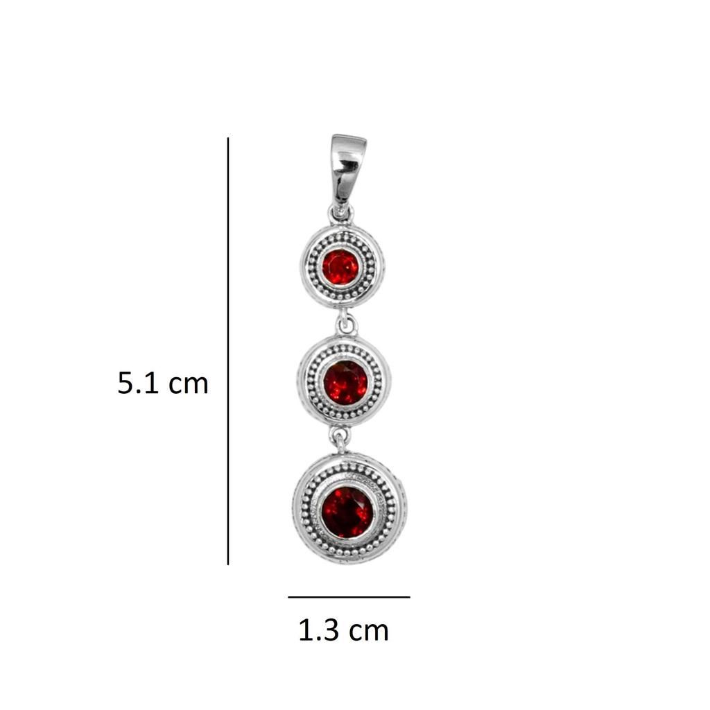 Garnet Dangle Pendant: 925 Sterling Silver Gemstone Jewelry