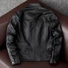 Genuine Cowhide Leather Jacket for Men Slim Fit Short Style Korean Trendy Denim Coat Casual Outfit