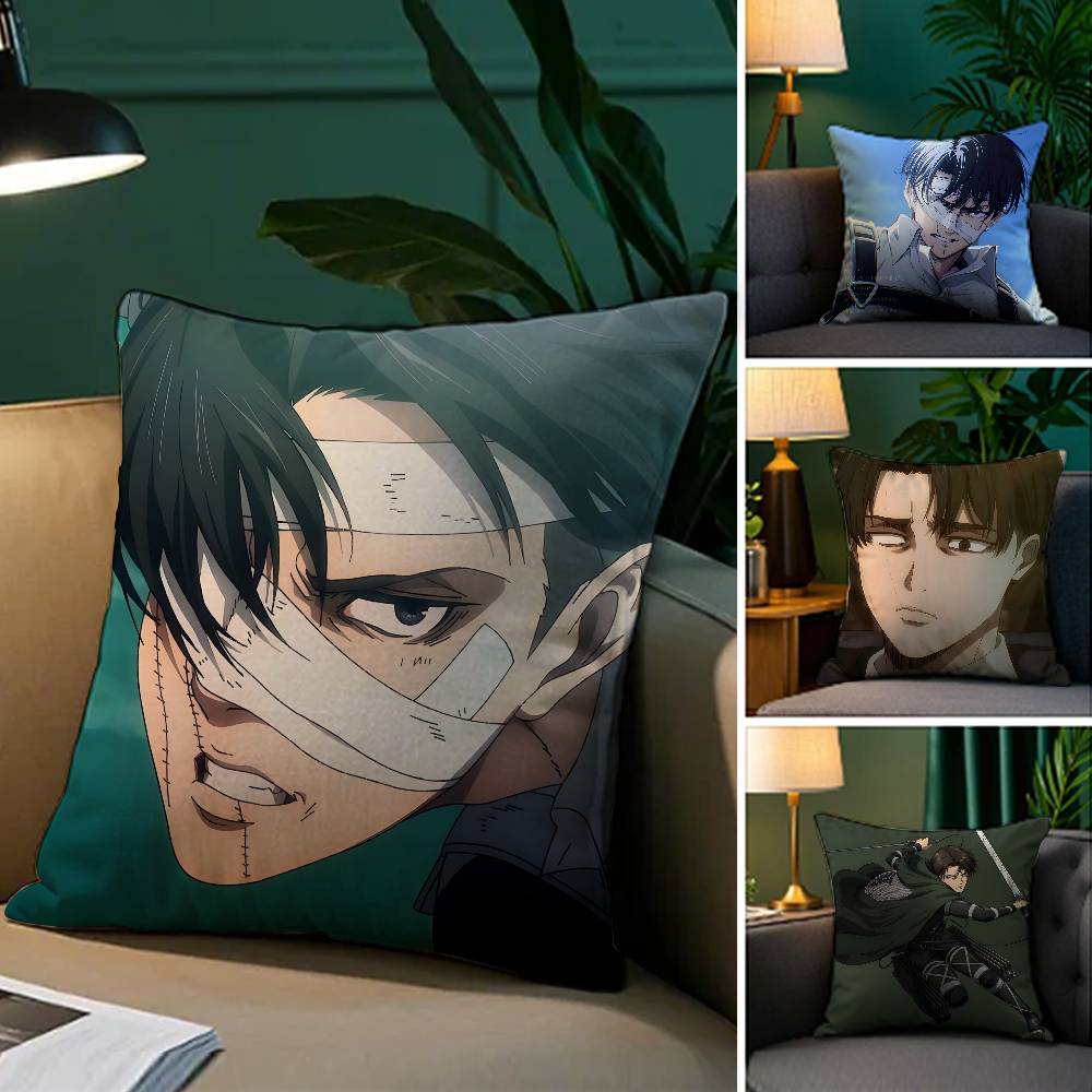 Anime Levi Ackerman Attack On Titan-T Pillow Case Silky Elegant Comfort Sofa Bed  Invisible Zipper Beach Pillowcase