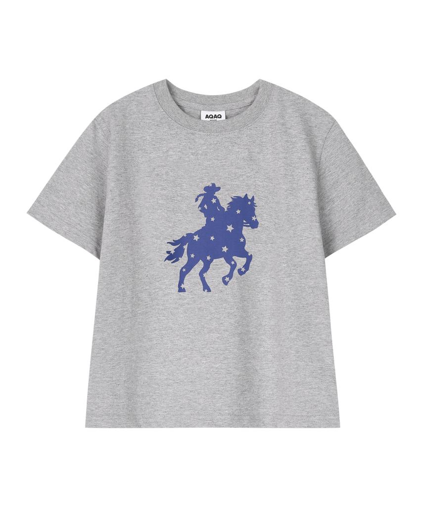 Eikyueikyuhauseukeulleob Star Horse T-Shirt [Melange Grey]