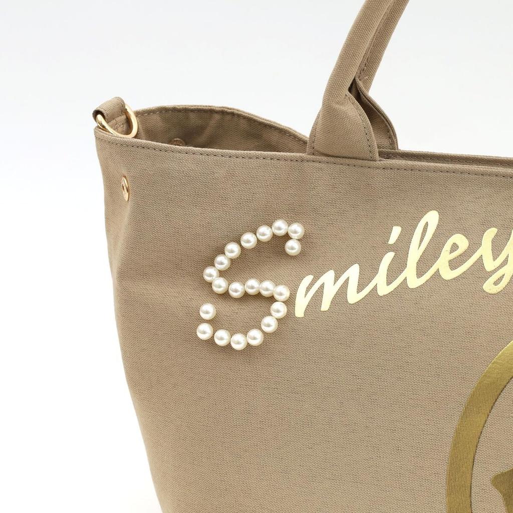Cuco SMILEY Logo Perła x Nadruk Folią Torba Tote Dwustronna 2553111704 Beżowy (300)