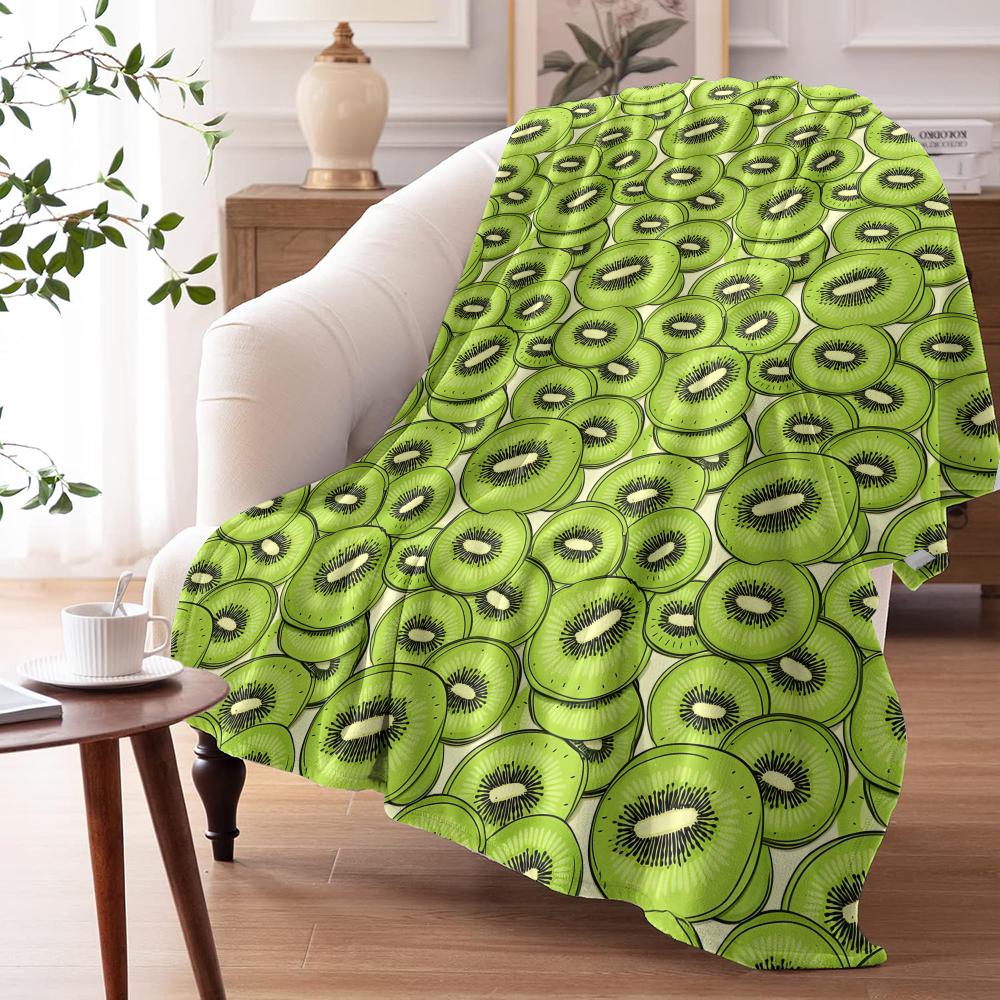 Kiwi Fruit Pattern Throw Soft Flannel AC Blanket Lightweight Summer Nap Throw Cozy  Blanket for Sofa Bed Travel Home 100cmx150cm