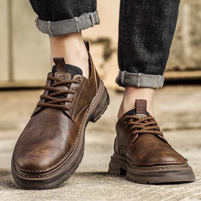 Handmade Leather Men Casual Shoes Luxury Men Oxfords Shoes British Style Lace-Up Coiffeur Shoes All-match Men Business Footwear