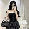 #Summer New Sweet and Spicy Storm Point Splicing Rose Tube Top Women's Fixed with Chest Pad Versatile Top