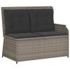Garden Bench with Cushions Gray Poly Rattan