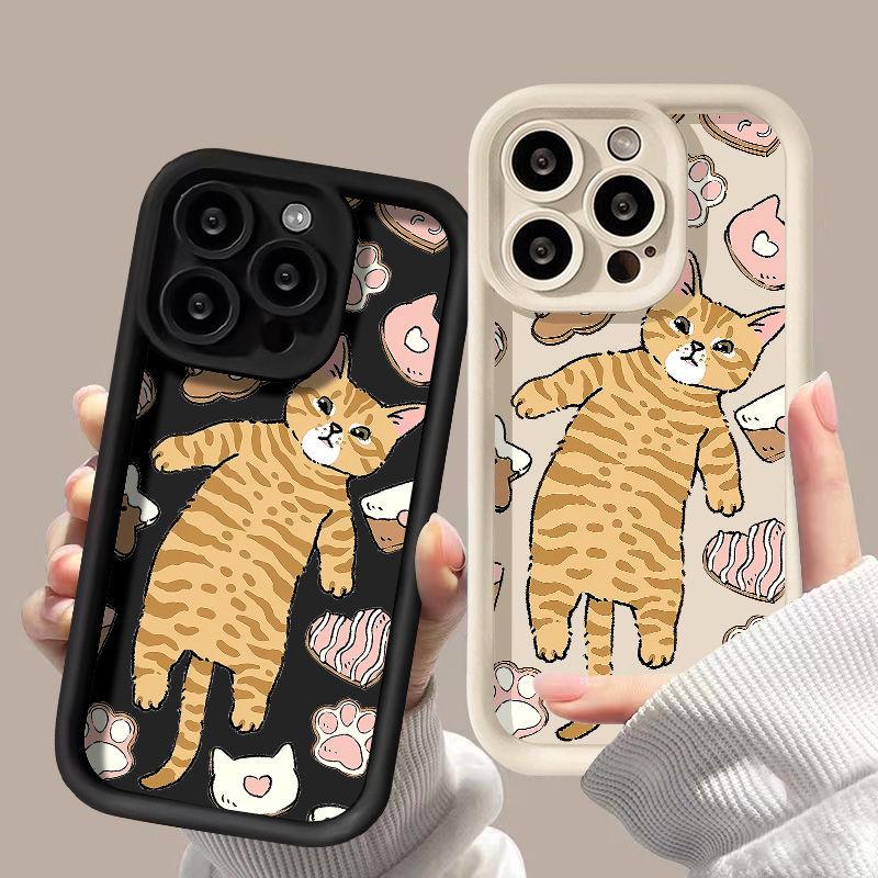 Cute Cat Is Suitable for iPhone17 Mobile Phone Case Apple 17promax New 14 Fine Holes 13/12 Factory 11