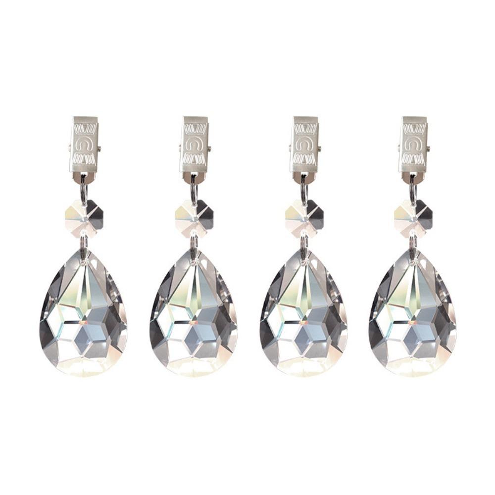 4PCS With Metal Clip Crystal Tablecloth Weights Windproof Tablecloth Clip Table Cover Holder  Party
