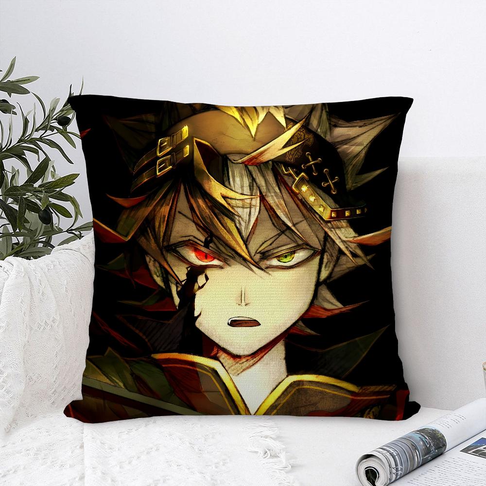 Cartoon Black C-Clover Pillow Case Sofa Decorative Home Double-sided Print Plush Square Throw Pillow Covers Cushion Decor Cover